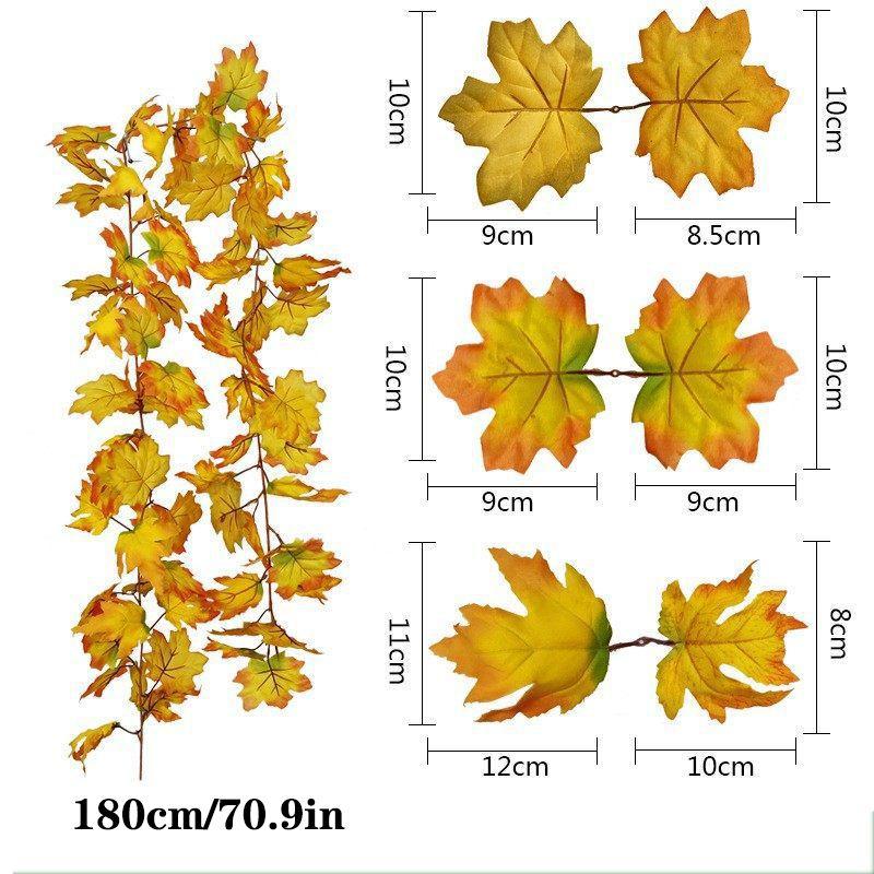 Autumn 180cm Artificial Fall Maple Leaves Garland Hanging Plant Home Party Decor