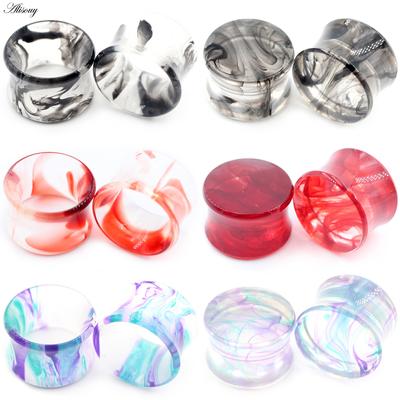 Alisouy 2 Stück Transparenter Smog Acryl Hohl Doppelt Ausgestellt Ohr Tunnel Plugs Expander Keilrahmen Messgeräte Piercing Körperschmuck