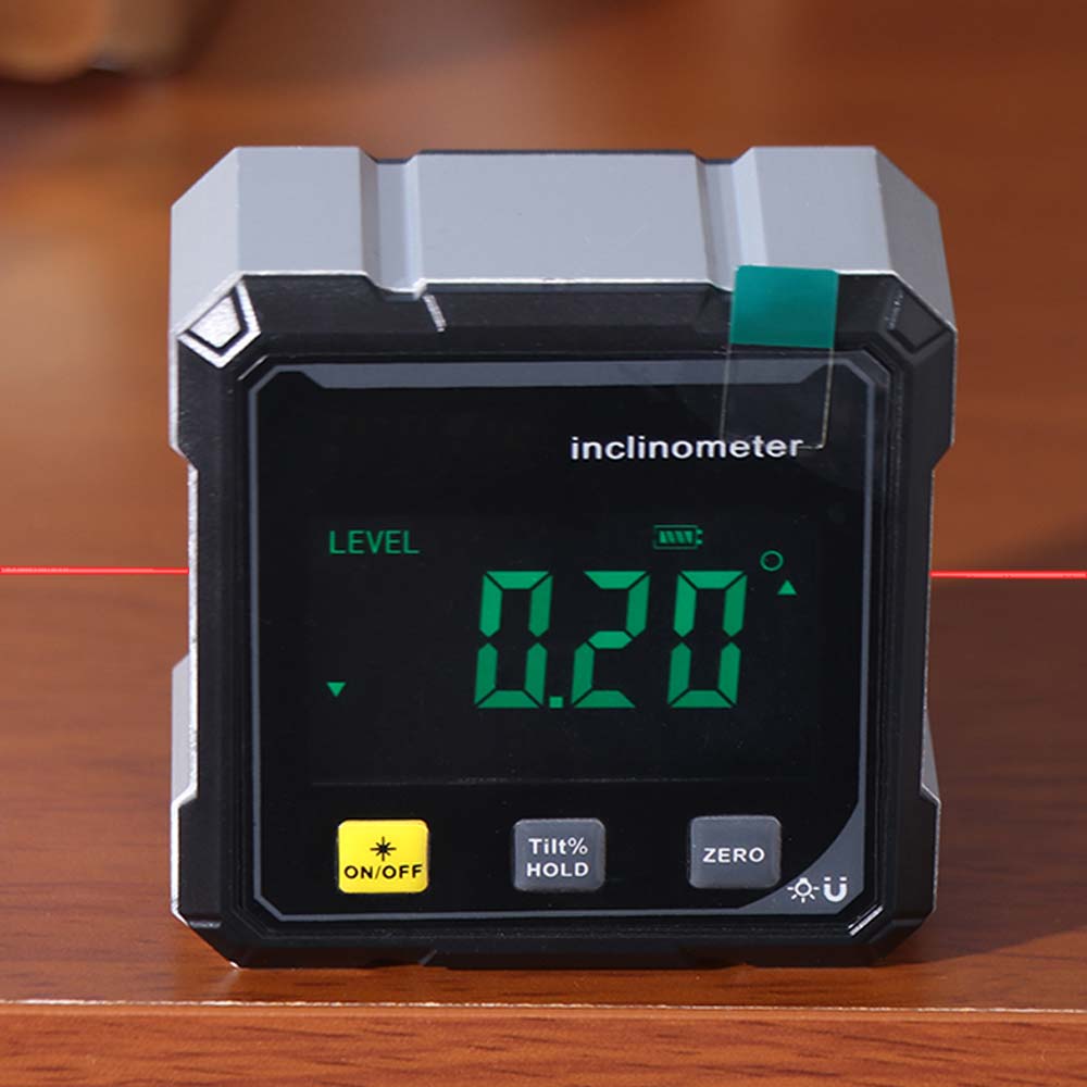 Magnetic Suction Level Protractor Inclinometer Four Sided Tilt Angle Box  Electronic Level Laser