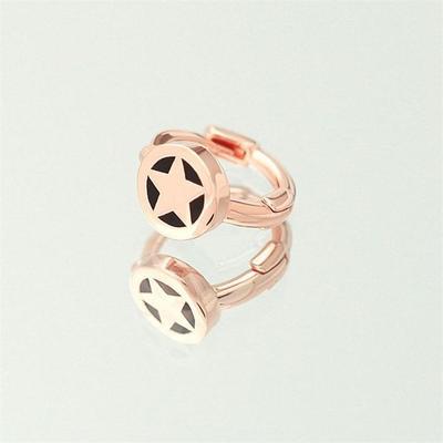 [Onm] Onm Agulha de Ouro 14K Ouro Rosa Ponto Preto Estrela Brinco Anel Piercing (S9593985)
