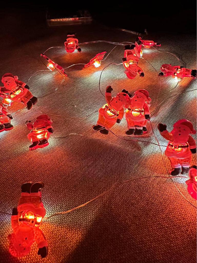 Christmas LED Lights: Santa, Snowman, Reindeer, Black Hat, Candy Cane, Gift Box, Bells with Copper Wire Fasteners