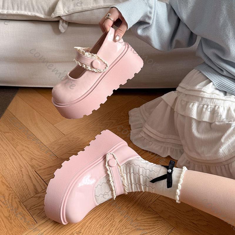 Fashion Comemore Retro Shallow Mouth Loafers Spring Autumn New Leather Pumps Shoes Casual Platform Heightening Mary Jane Single Shoes