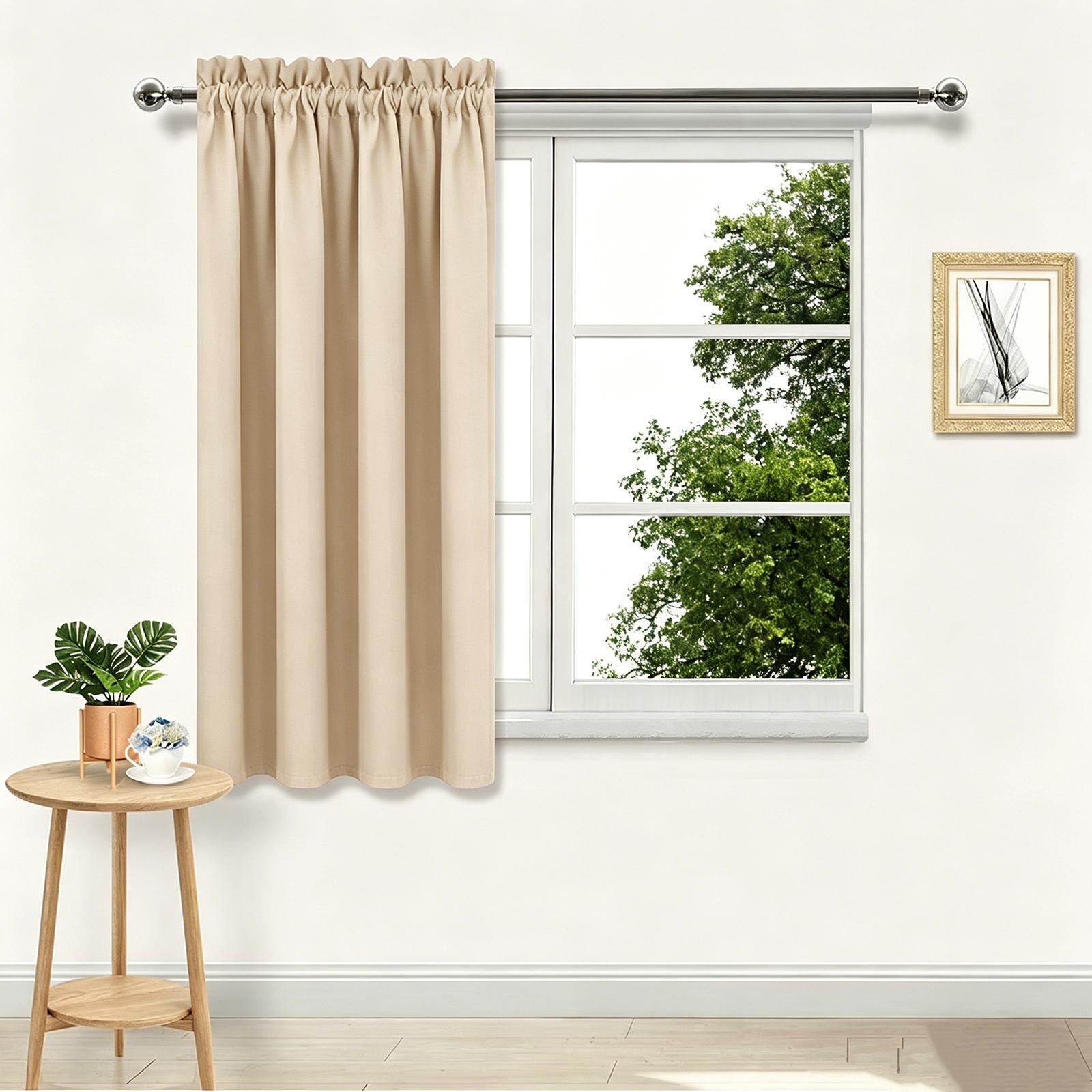 

Solid Pattern Curtain Panel with Rod Pocket Design Suitable for Living Room Bedroom Office Spaces Home Decor One Size бежевый