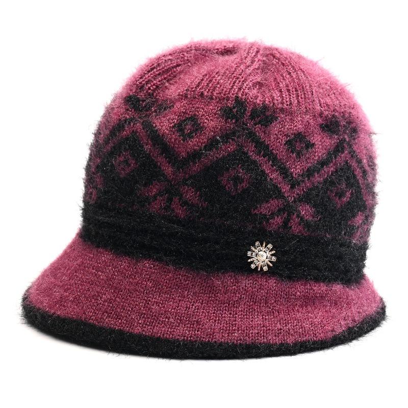 Hat Winter Lady Fleece Warm Knitted Wool Hat Old Hat Fleece Ear Protector