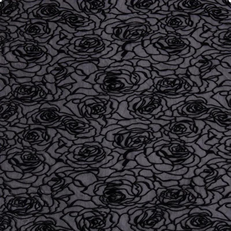 1yard Black Leopard Zebra Print Mesh Fabric Stretchy Flocking Lace Fabric Spandex Velvet Fabrics for DIY Sewing Clothing