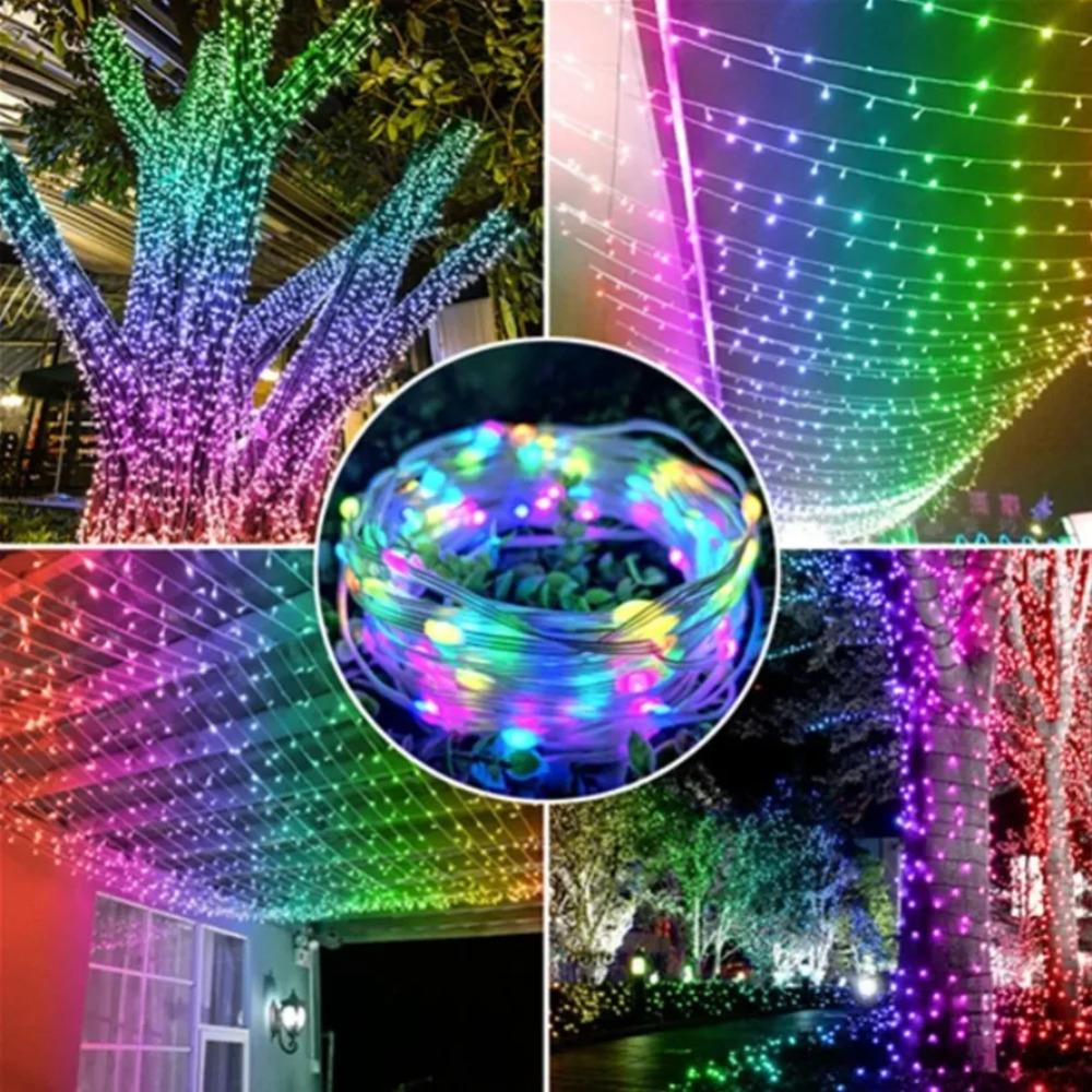 Bluetooth USB LED Řetězová Světla WS2812B Dreamcolor RGBIC DIY Párty Festival Stromová Světla Svatba Dekorace Girlanda Lampa