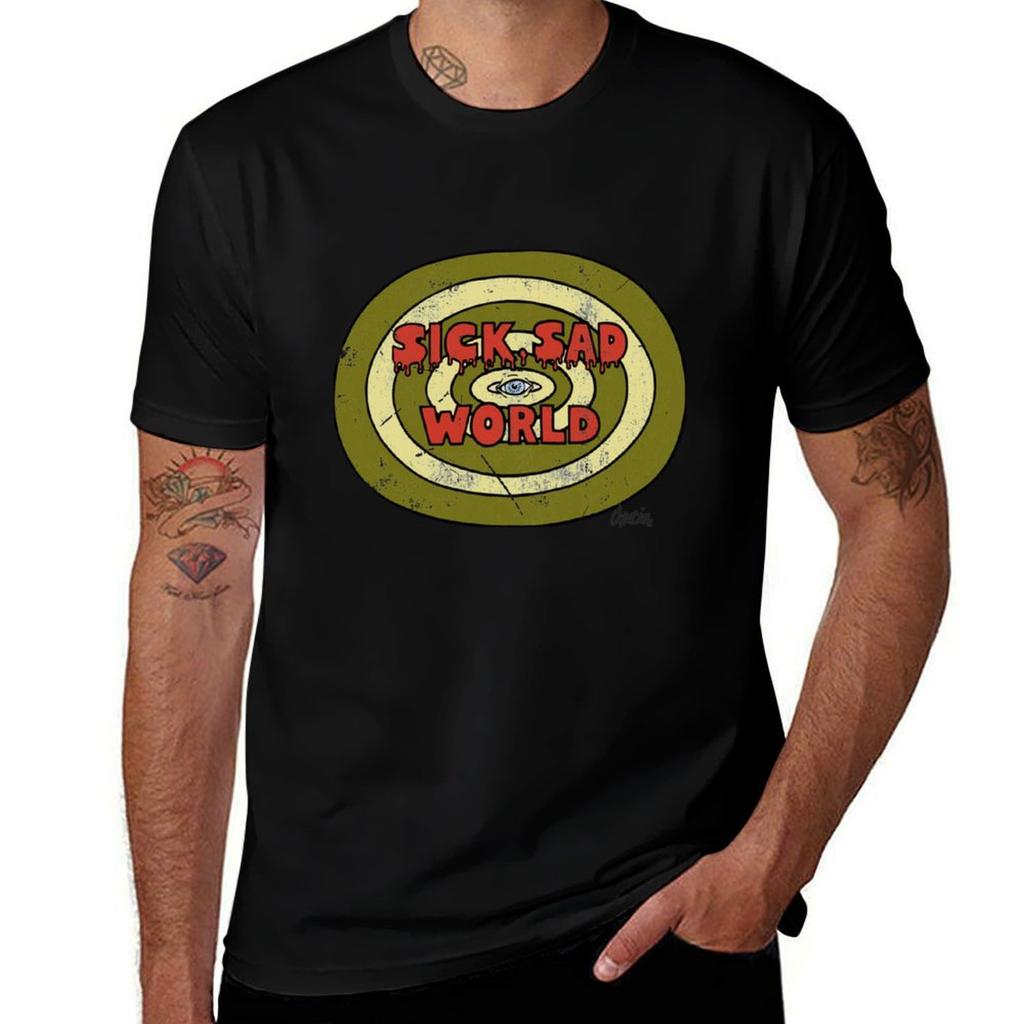 Dariazz Sick Sad World Inverted Logo Tshirt Basic Solid Color Short Sleeve Tshirt