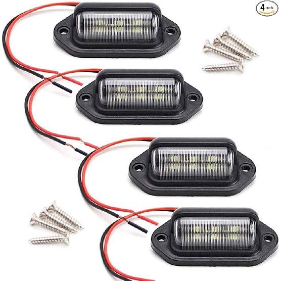 4 PACK License Plate Light, 12V 6-SMD LED License Plate Lamp Taillight for Tr