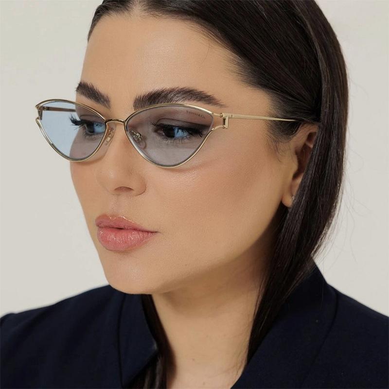Triangular Cat Eye Sunglasses Hollow High-End Personalized Sunglasses Trendy Metal Sunglasses
