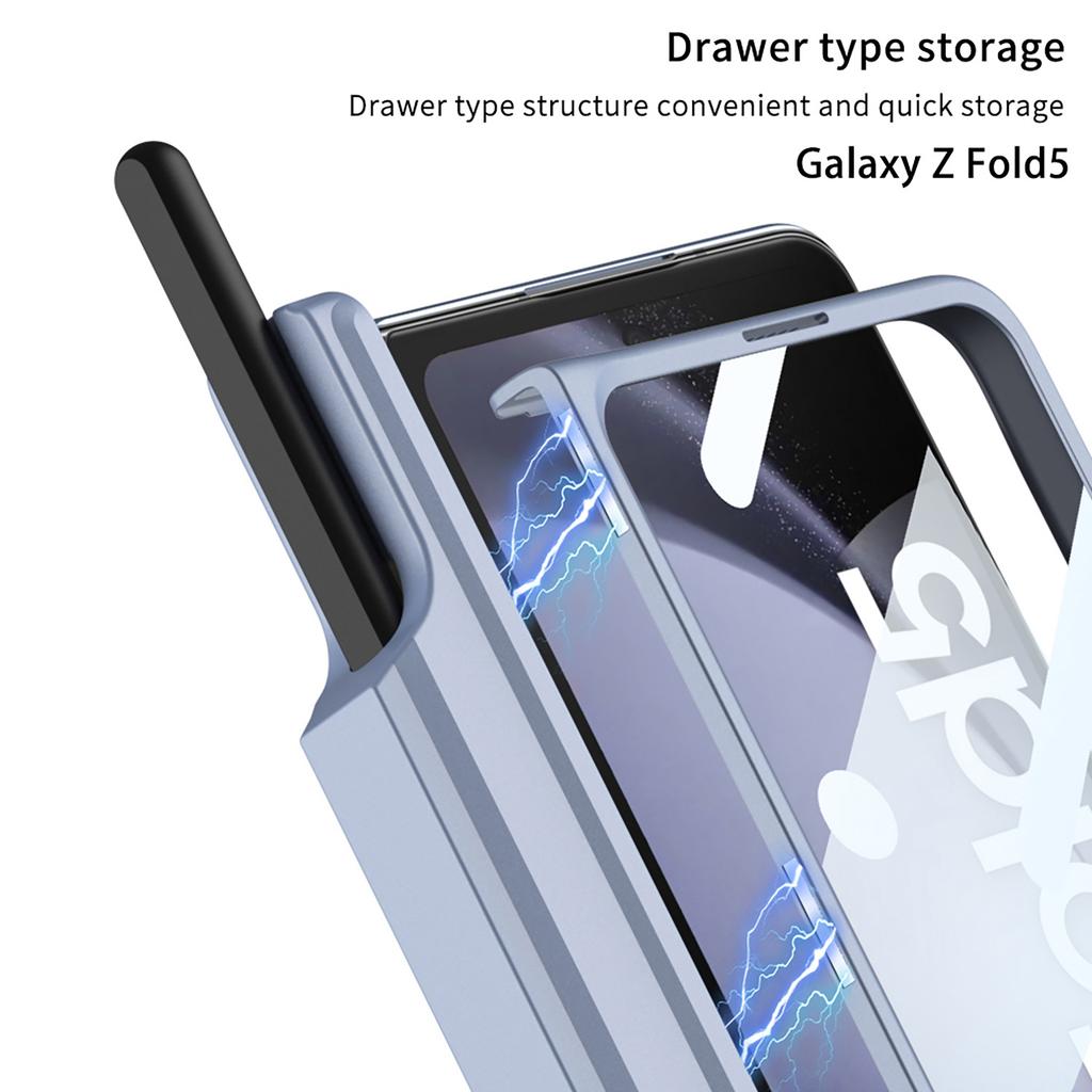 Magsafe Magnetic Hinge Pen Holder Stand Case For Samsung Galaxy Z Fold 6 5 4 3 With Screen Protector Film Cover For Fold6 Fold5