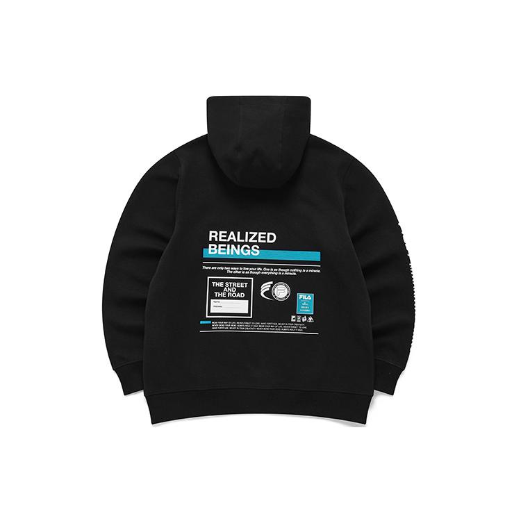 FILA X MIHARA YASUHIRO MIHARA YASUHIRO Collaboration Collection Sweatshirts Men s Jet Black Hooded Moderate Regular F11M143208F-BK XXL