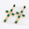 Pinkdudu Personality 3 Color Glass Cross Drop Earrings Vintage Romantic Luxury Rhinestone Earring for Women Jewelry PD1300