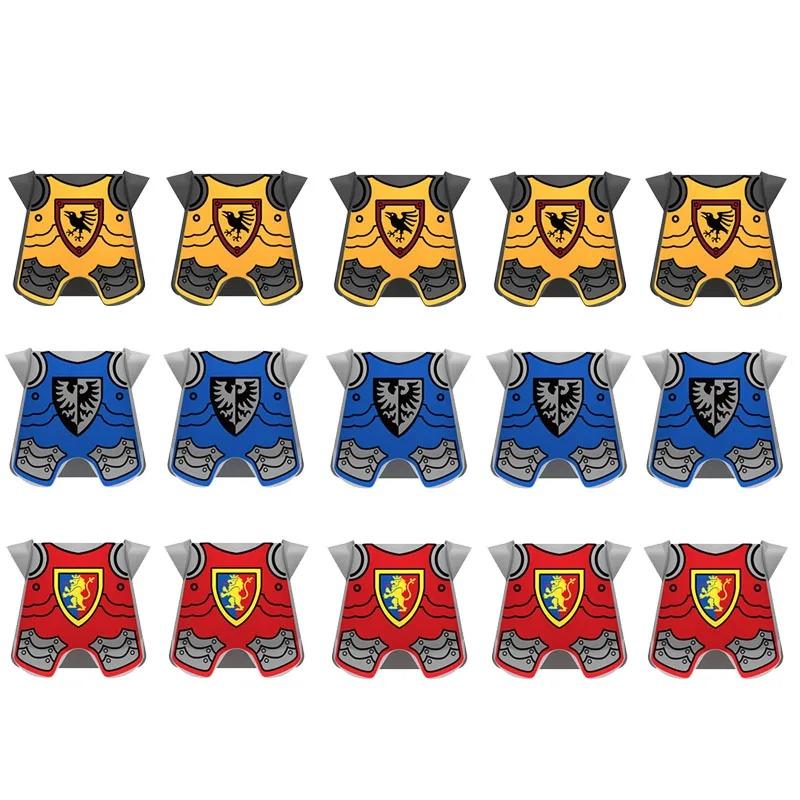 MOC Medieval Red Lion Black Eagle Castle Soldier Knight Horse Mount Building Block Military Figure Vest Armor Flag Toy Gift B036