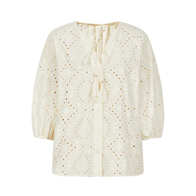 

Женская хлопковая рубашка JUZI Annakou в стиле бохо-курорт с вышивкой S