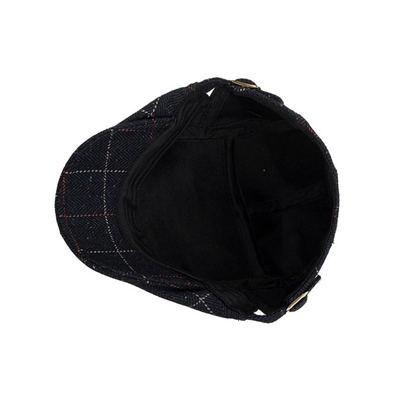 Plaid Beret Men's Autumn Winter Thick British Woolen Peaked Cap Newsboy Caps for Men Forward Cap Paintsman's Cap Driver Ivy Hat