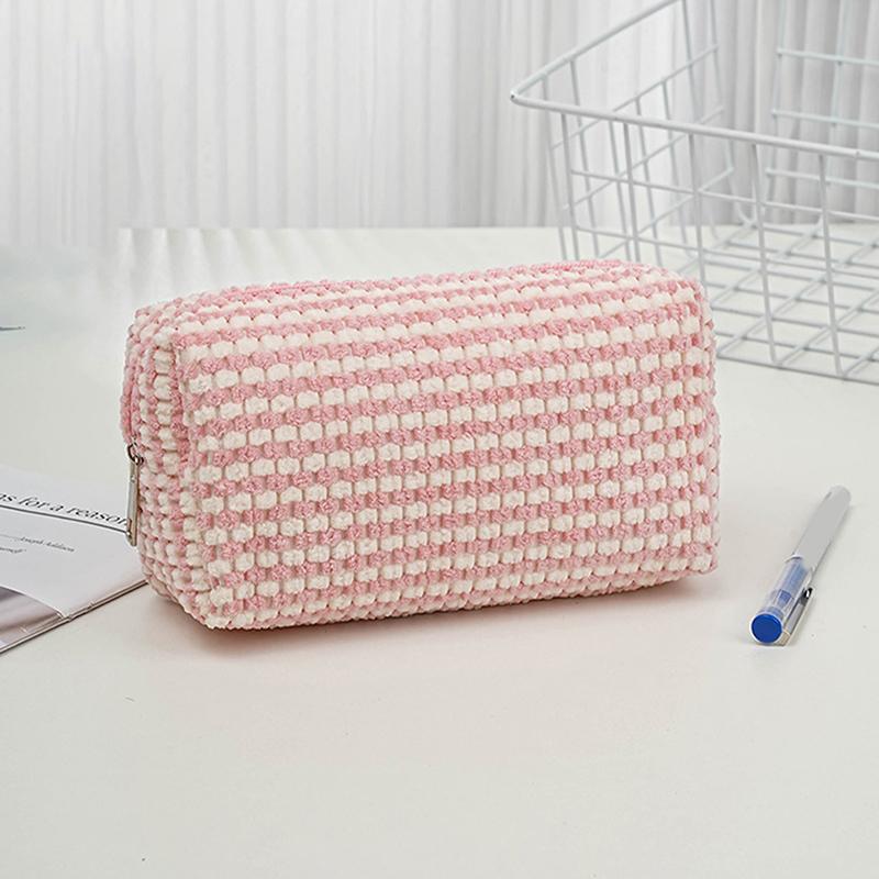 Cute Plush Makeup Bag For Women Portable Travel Commuting Large Cosmetic Bags Zipper Toiletry Bag Washing Storage Bags Pen Pouch