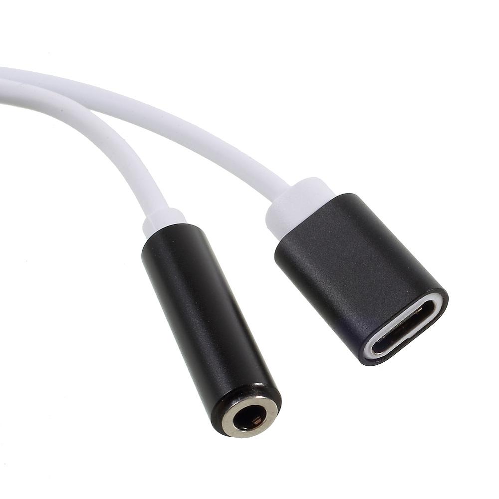 USB Type-C to 3.5mm Jack Aux Audio+USB Type-C Charging Female Port Splitter Cable