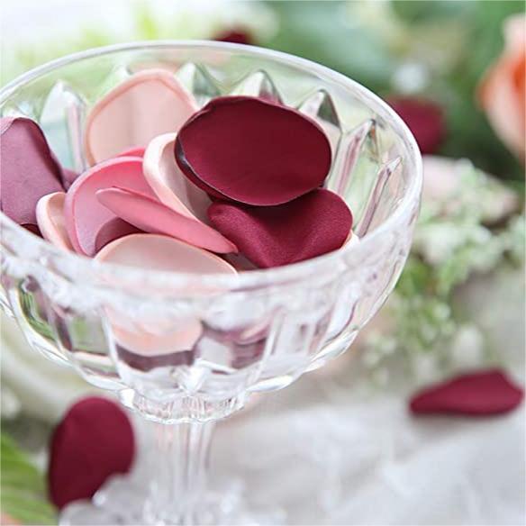 300-Pack Burnt Edge Silk Rose Petals for Wedding Decoration, Multi-Color Options