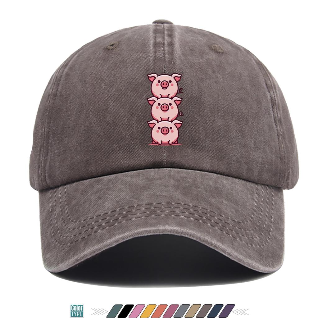 pc Pig Stacking Music Print Trucker Hat Comfortable And Breathable Fashionable And Beautiful Cartoon Game Black Classic Papa Ha