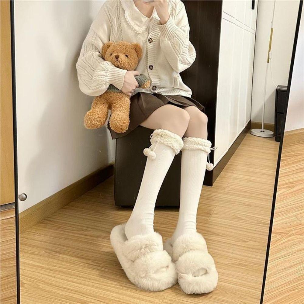 Șosete casual tricotate pentru vițel, bumbac pufos, lungi până la genunchi, șosete lungi pentru femei, șosete noi