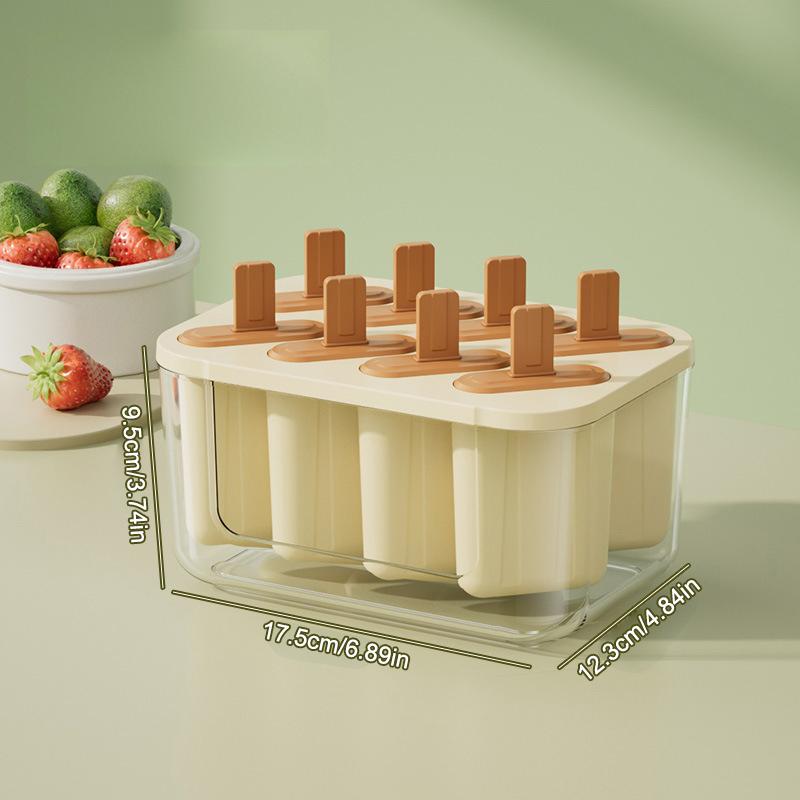 

8-Cavity Ice Mold Reusable Easy-Release Freezer Tray With Sticks Silicone Popsicles Maker For Kids Adults Home Party Kitchen белый