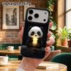 Carcasa de telefon: Plat 2D, potrivit pentru husă protectoare iPhone 18 17 16 15 14 13 12 Pro, ursuleț panda mic îmbrățișând luna, cadou de sărbătoare perfect pentru Crăciun an