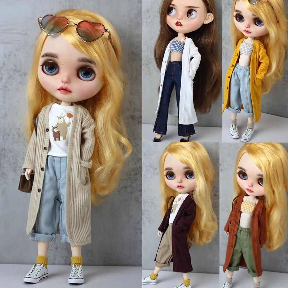 Clothes for doll Fashionable loose jeans, trench coat 28-30cm Blyth Azone OB22 OB24 doll accessories
