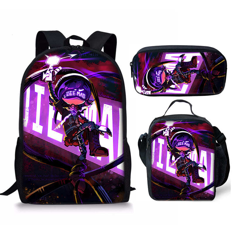 Hip Hop Youthful Novelty Murder Drones 3D Print 3pcs/Set Student Travel Bags Laptop Daypack Backpack Lunch Bag Pencil Case