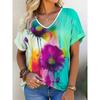Fashionable Women's V-neck Casual Short Sleeved T-shirt,Rretro Sports Style Casual Sportswear