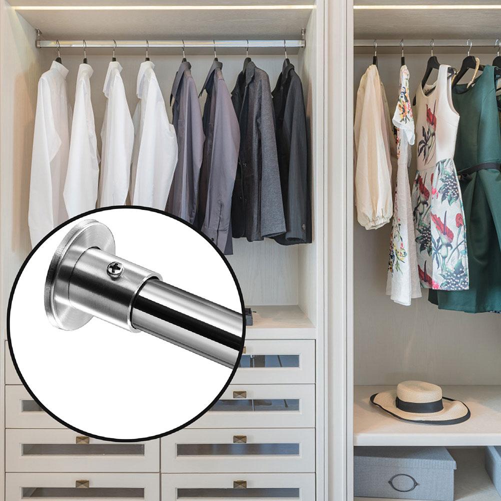 

2Pcs Stainless Steel Closet Rod Holder Strong Heavy Duty Wall Mount Socket for Wardrobe Curtain Rod Support Closet Bar Bracket other