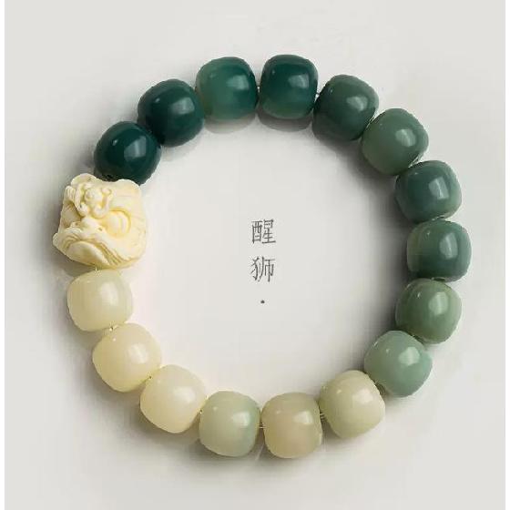 Lion Dance Gradient Bodhi White Jade Bodhi Bracelet Gentle and delicate Buddhist prayer beads bracelet made of Bodhi seeds