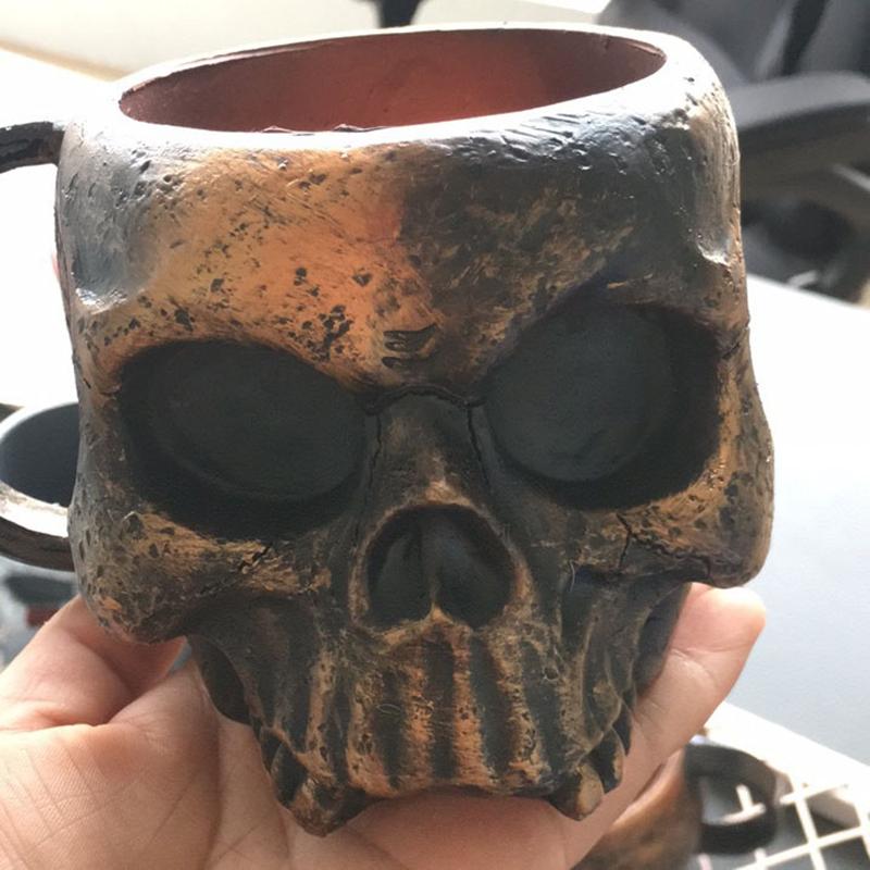 17oz Pryskyřičný Hrnek na Pivo Lebka, Vikingský Bojovník Lebka Krýgl, Středověký Hrnek s Lebkou na Kávu/Nápoje/Džus