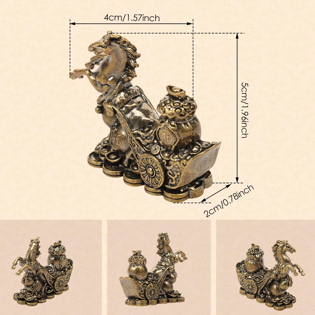 Horse Statue Feng Shui Ornament Mini Brass Horse Mascot Figurine Decor for Collectible Home Tea Pets Office Tabletop Car Decor