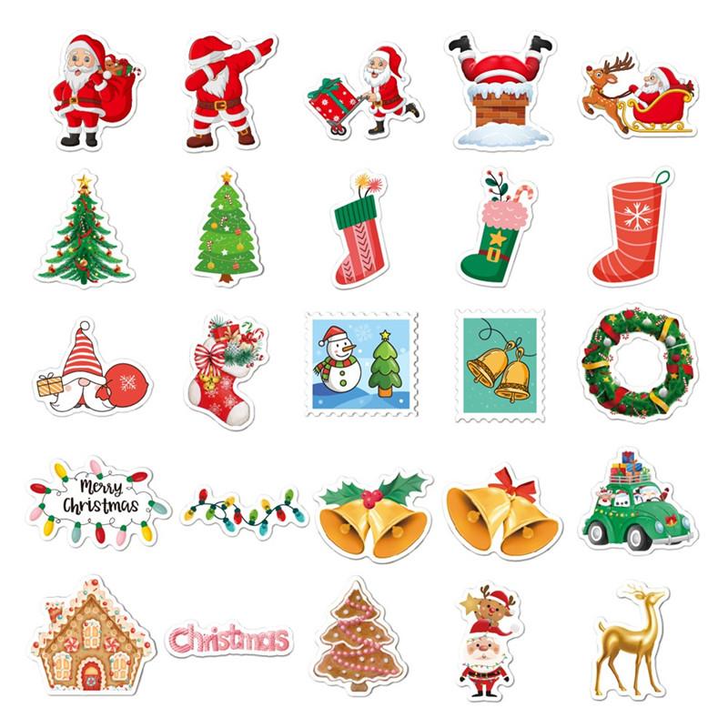 100pcs Christmas Stickers Decals Waterproof Self Adhesive for Water Bottles Pad Skateboard Luggage Phone