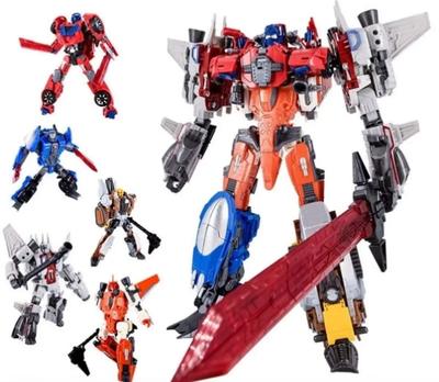 DISPONIBILE Giocattoli Trasformabili Computron 5IN1 Combinazione W8617 Warbotron Scatters Action Figure Robot Deformabile Modello Anime
