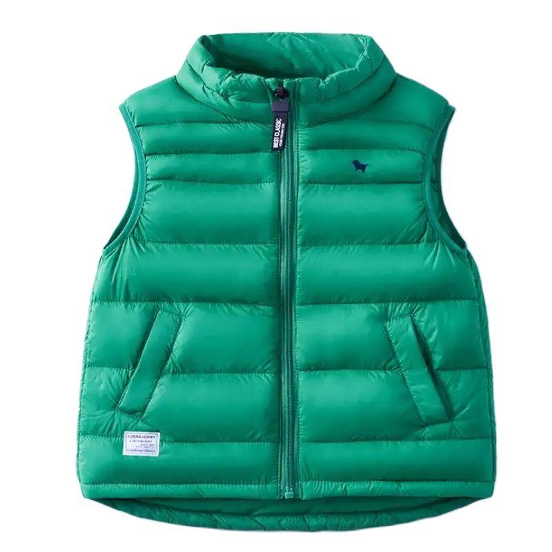 

Дитячий пуховий жилет Пух білої качки Стиль зі стійкою коміром Пуховий жилет для хлопчиків та дівчаток Стійка комір Осіння та зимова тепла куртка 120 зелений