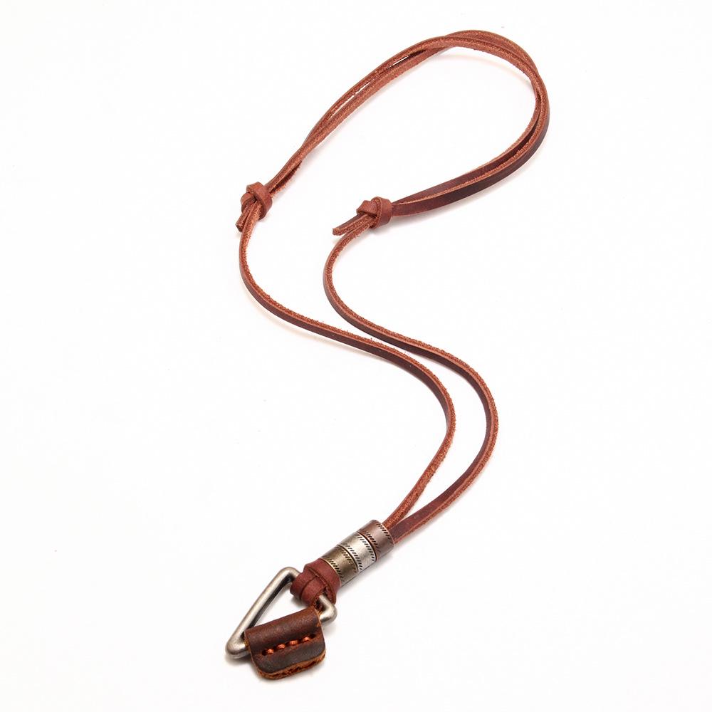 Men's Retro Metal Triangle Leather Necklace