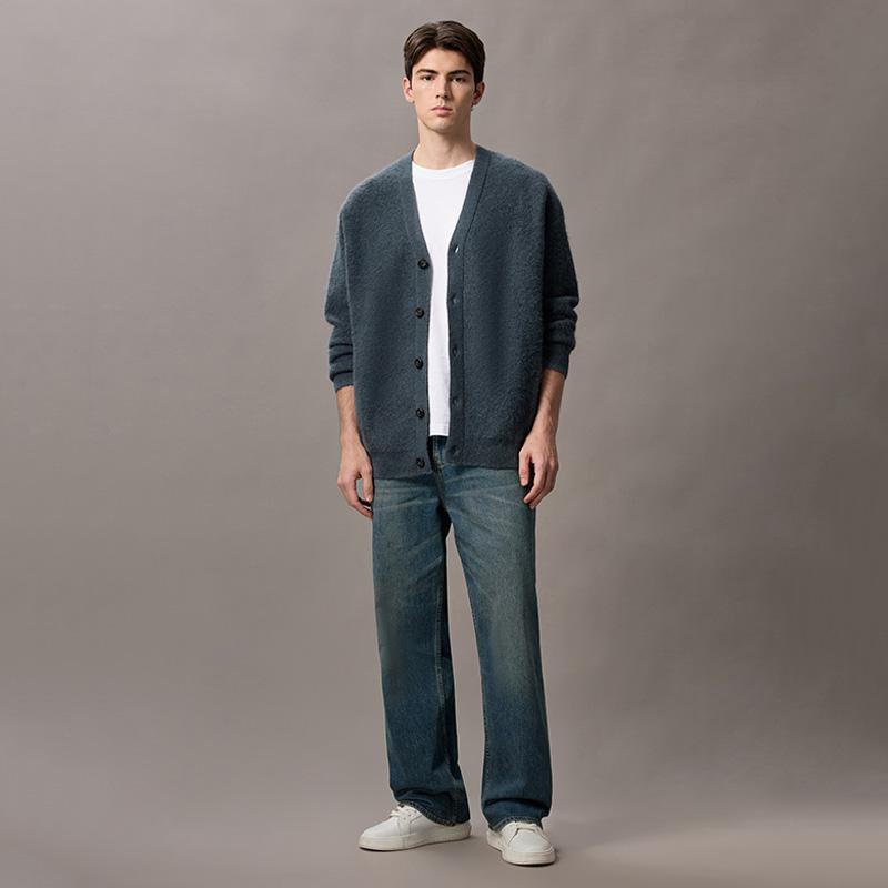 Calvin Klein Casual Loose V-Neck Knitted Cardigan Sweater Men Sweater 4LD308G
