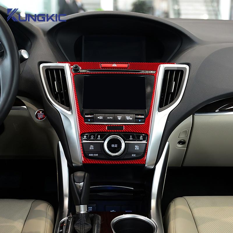 LHD Car Center Console Panel Frame Accessories Real Soft Carbon Fiber Sticker For Acura TLX 2015 2016 2017 2018