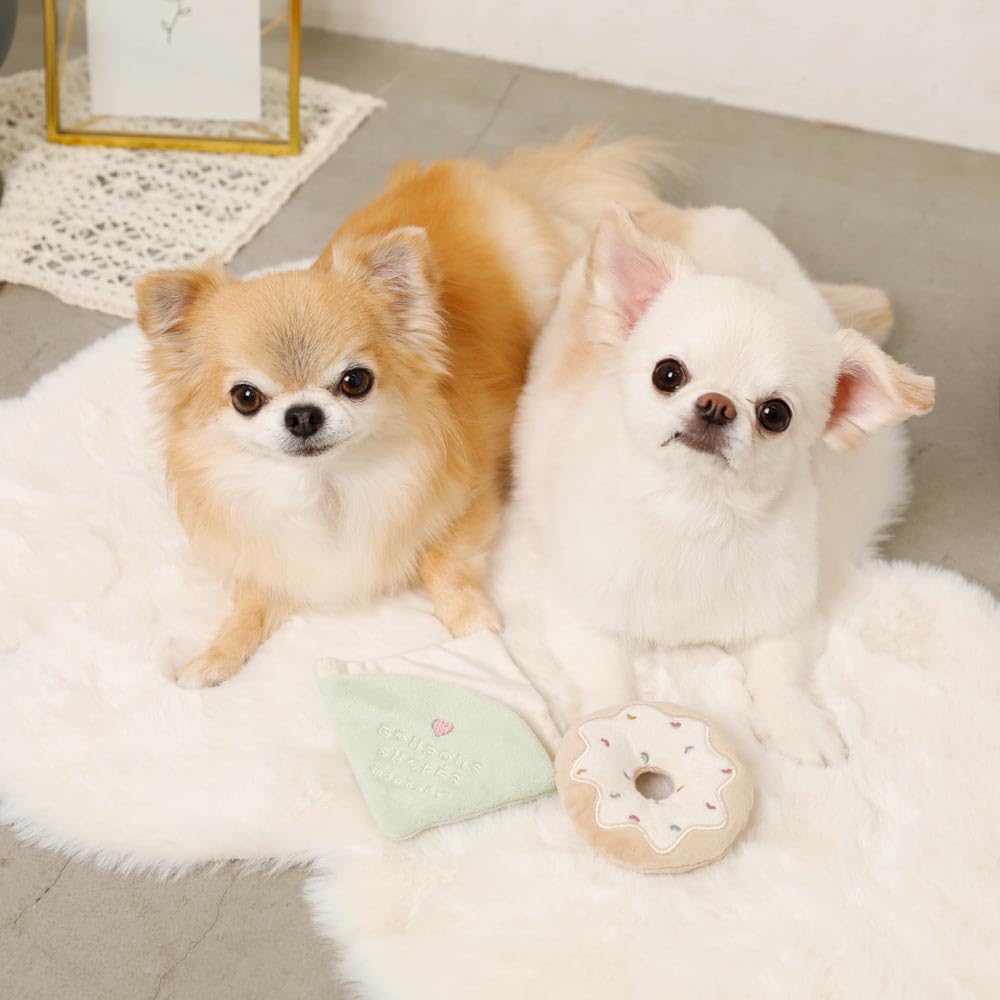 Ring Donut Toy Dog Squeaky Chew Toy Plush for Small Dogs monchéri (Green/FREE) Toy, Squeaky,