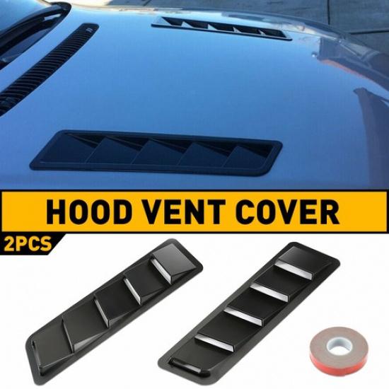 Black Car Hood Vent Scoop Kit Cold Flow Air Intake Louvers Cooling Bonnet Cover