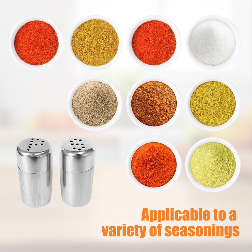 2 Pack Stainless Steel Pepper Shakers Rustproof Spice Dispensers With Precision Control For Kitchen Cooking And Outdoor BBQ