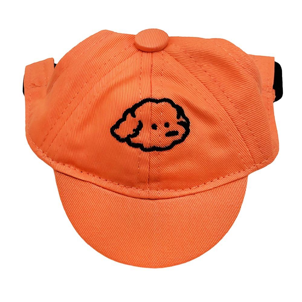 

Adjustable Pet Baseball Cap with Ear Holes Cotton Outdoor Sun Hat Cute Small Dogs and Cats Embroidery Cap for Corgi Teddy Puppy помаранчевий
