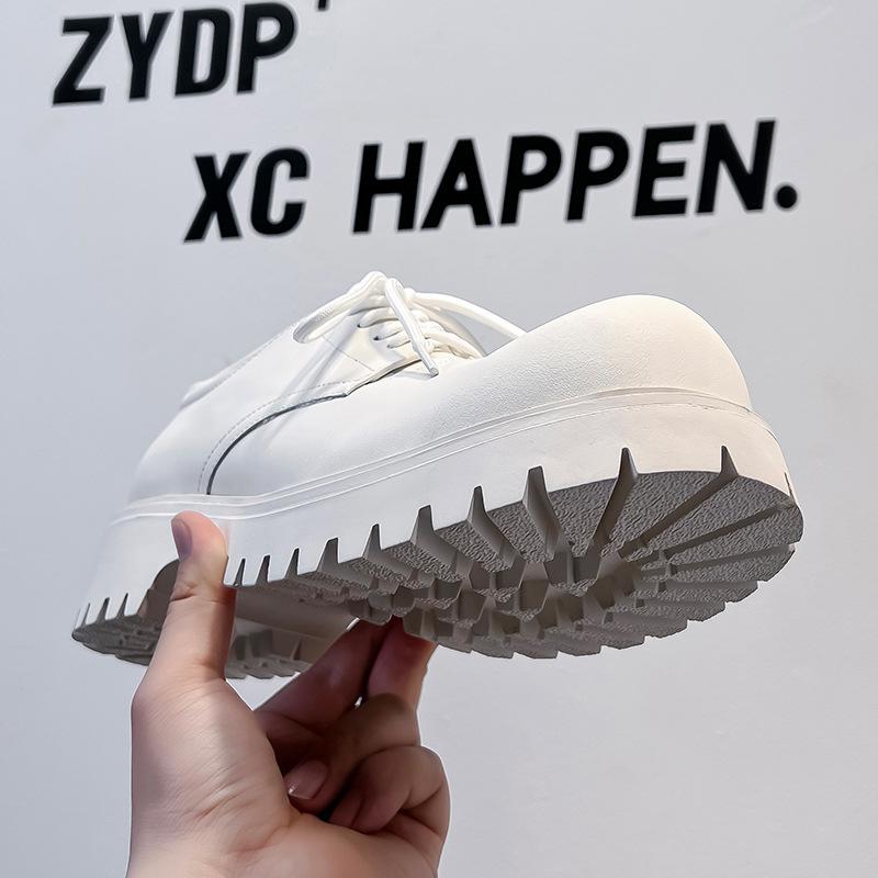 Big head leather shoes men's summer casual retro derby shoes dress British style white wide feet trendy shoes 1026-A