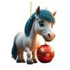 Horse Christmas Ornament Cartoon 2D Flat Horse Hanging Ornament with Santa Hat And Christmas Balls Acrylic Car Rear View Mirror Charm