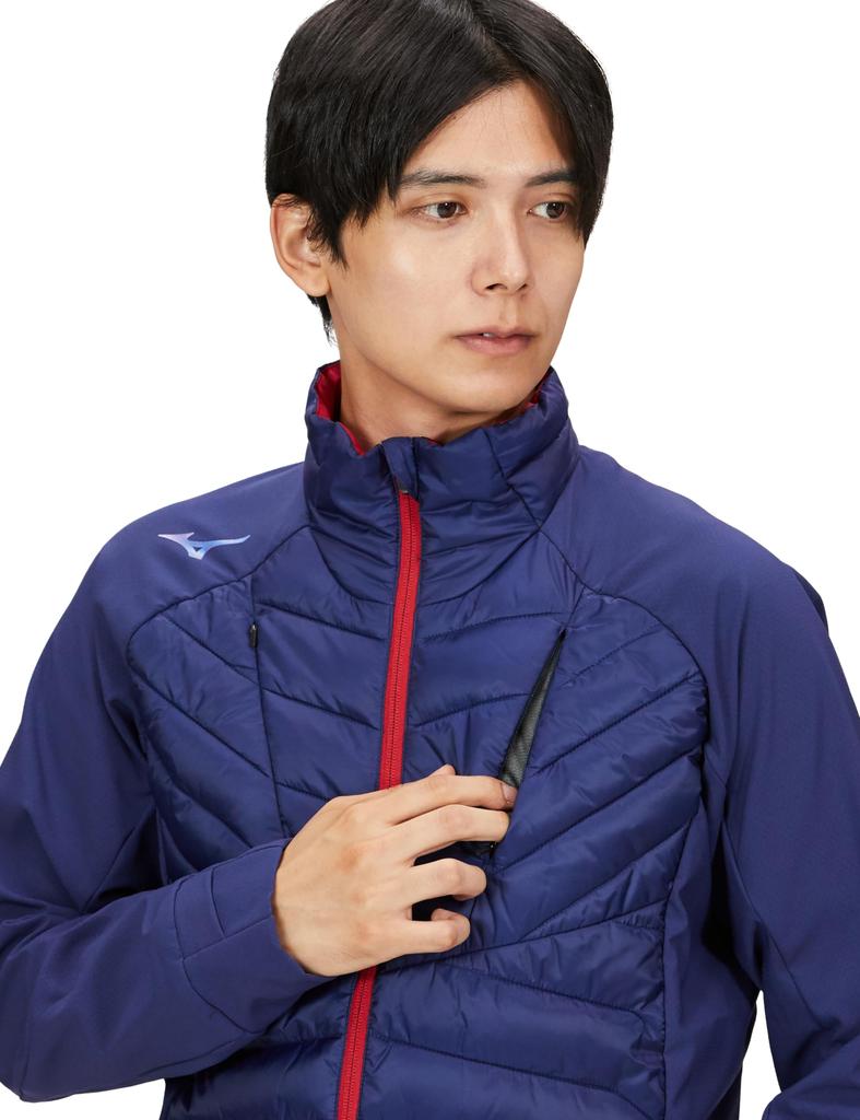 Mizuno Techfill Hybrid Training Cold Blue Size 32MEA535 Jacket, Weather, Moisture-Wicking, Heat-Retaining, Washable, Depth, 2XL,