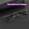 Pure Titanium Eyebrow Full Frame Sandalwood Inlaid Temple Retro Glasses Men Successful People Advanced Elite Bamboo Wood Eyewear