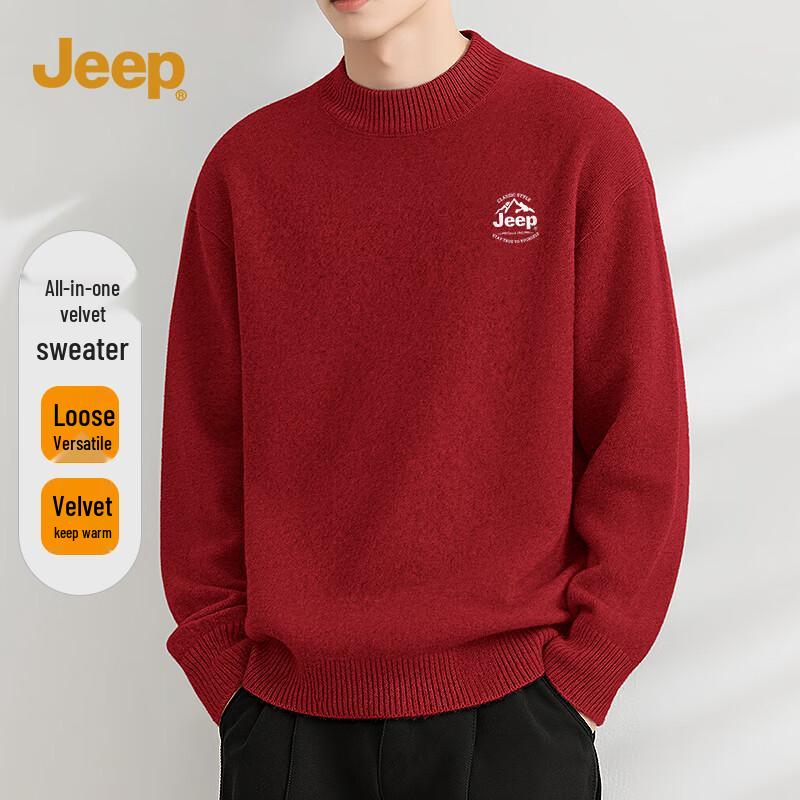

JEEP Men s Semi-High Collar Fleece Lined Sweater M