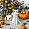 Statue de Chien en Résine - Décor d'Halloween Mignon Effrayant Figurine Blanche en Résine pour Jardin Fête à Thème Sorcière - Sans Bougies, Accessoires d'Halloween