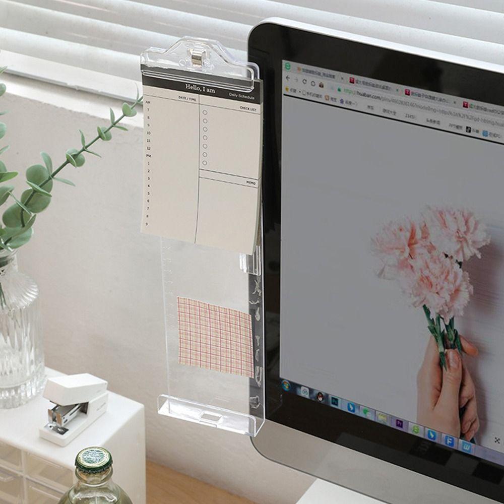 Multi-functional Transparent Monitor Memo Board With Clip Stable Computer Display Message Board Office Desk Note Board